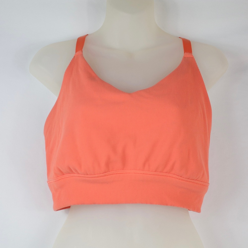 OFFLINE by Aerie Coral Orange Ribbed V-Neck Cross Back Sports Bra Size XXL
